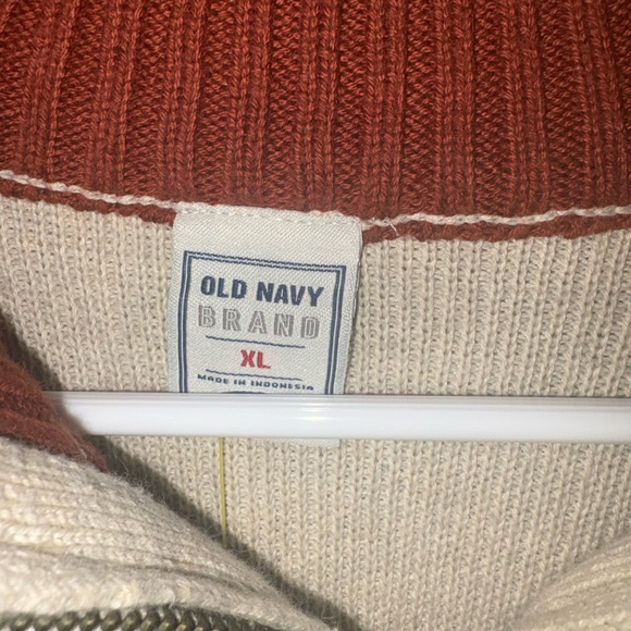Old Navy Beige Zip-Up Sweater with Stripes - Picture 3 of 4